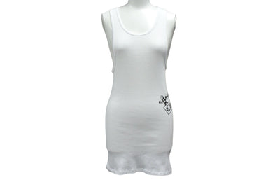 CHROME HEARTS クロムハーツ OLD FOTI SIDE Logo TANK TOP サイドタンクトップ ヴァーティカルプリント ホワイト L 美品ロゴ 中古 4b000405 