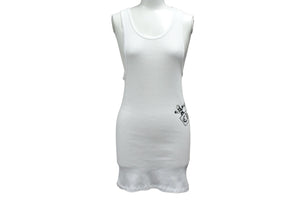 CHROME HEARTS クロムハーツ OLD FOTI SIDE Logo TANK TOP サイドタンクトップ ヴァーティカルプリント ホワイト L 美品ロゴ 中古 4b000405 