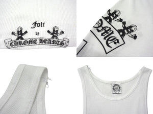 CHROME HEARTS クロムハーツ OLD FOTI SIDE Logo TANK TOP サイドタンクトップ ヴァーティカルプリント ホワイト L 美品ロゴ 中古 4b000405 