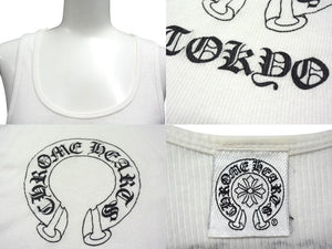 CHROME HEARTS クロムハーツ DAGGER ダガープリント バックホースシュー タンクトップ ホワイト コットン サイズM 美品 中古 4b000407 