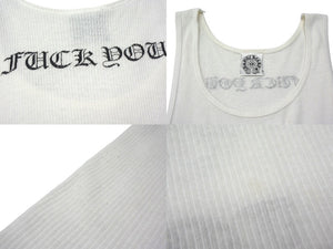 CHROME HEARTS クロムハーツ DAGGER ダガープリント バックホースシュー タンクトップ ホワイト コットン サイズM 美品 中古 4b000407 