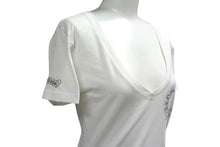 Load image into Gallery viewer, CHROME HEARTS クロムハーツ Vネック 半袖Tシャツ サイズS ホースシュー CHプラス プリント コットン ホワイト 美品 中古 4b000455