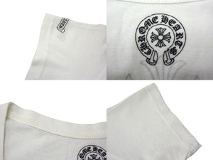 CHROME HEARTS クロムハーツ Vネック 半袖Tシャツ サイズS ホースシュー CHプラス プリント コットン ホワイト 美品 中古 4b000455