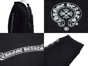 CHROME HEARTS クロムハーツ ジップアップパーカー フーディー サイズM 袖ロゴ CHプラス ダガージップ ブラック 美品 中古 4b000463