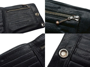CHROME HEARTS クロムハーツ 1 スナップ クロスボタン ​​ウォレット 二つ折り財布 レザー シルバー925 ブラック 良品 中古 4b000471 