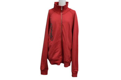 EdHardy エドハーディー スティッチデザイン ラブキルズスローリー パーカー レッド コットン サイズM 美品 中古 4b000597