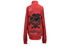 EdHardy エドハーディー スティッチデザイン ラブキルズスローリー パーカー レッド コットン サイズM 美品 中古 4b000597
