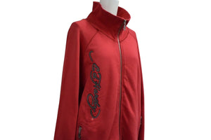 EdHardy エドハーディー スティッチデザイン ラブキルズスローリー パーカー レッド コットン サイズM 美品 中古 4b000597