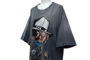WARREN LOTAS ウォーレンロータス A Simple Plan 半袖Tシャツ サイズL ヴィンテージ加工 ブラック ピエロ ギャング 美品 中古 4b000659