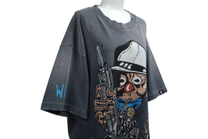 WARREN LOTAS ウォーレンロータス A Simple Plan 半袖Tシャツ サイズL ヴィンテージ加工 ブラック ピエロ ギャング 美品 中古 4b000659