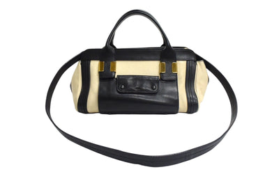 Chloe クロエ リトルアリス ハンドバッグ 2WAY ブラック アイボリー バイカラー レザー ゴールド金具 良品 中古 4b00722