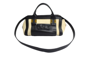 Chloe クロエ リトルアリス ハンドバッグ 2WAY ブラック アイボリー バイカラー レザー ゴールド金具 良品 中古 4b00722