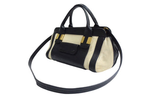 Chloe クロエ リトルアリス ハンドバッグ 2WAY ブラック アイボリー バイカラー レザー ゴールド金具 良品 中古 4b00722