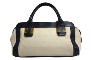 Chloe クロエ リトルアリス ハンドバッグ 2WAY ブラック アイボリー バイカラー レザー ゴールド金具 良品 中古 4b00722