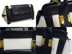Chloe クロエ リトルアリス ハンドバッグ 2WAY ブラック アイボリー バイカラー レザー ゴールド金具 良品 中古 4b00722