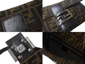極美品 FENDI フェンディ マンマバケット ワンショルダーバッグ 26424 ズッカ柄 ブラウン シルバー金具 中古 4b000772
