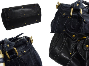 Chloe クロエ パディントン ワンショルダーバッグ ブラック レザー 7ESA02 ロゴ ステッチ ハンドバッグ ゴールド金具 美品 中古 4b000774