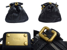 Load image into Gallery viewer, Chloe クロエ パディントン ワンショルダーバッグ ブラック レザー 7ESA02 ロゴ ステッチ ハンドバッグ ゴールド金具 美品 中古 4b000774
