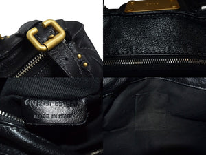 Chloe クロエ パディントン ワンショルダーバッグ ブラック レザー 7ESA02 ロゴ ステッチ ハンドバッグ ゴールド金具 美品 中古 4b000774