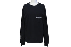 CHROME HEARTS クロムハーツ 長袖Ｔシャツ ロンT 背面セメタリークロス ブラック コットン サイズS 美品 中古 4b000781