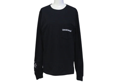 CHROME HEARTS クロムハーツ 長袖Ｔシャツ ロンT 背面セメタリークロス ブラック コットン サイズS 美品 中古 4b000781 