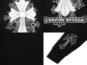 CHROME HEARTS クロムハーツ 長袖Ｔシャツ ロンT 背面セメタリークロス ブラック コットン サイズS 美品 中古 4b000781