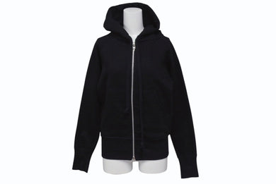 極美品 CHROME HEARTS クロムハーツ クロスパッチ ダブルジップ パーカー ブラック 新型 フーディ― シルバー金具 サイズM 中古 4b000783