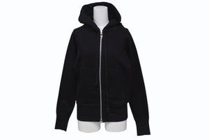 極美品 CHROME HEARTS クロムハーツ クロスパッチ ダブルジップ パーカー ブラック 新型 フーディ― シルバー金具 サイズM 中古 4b000783