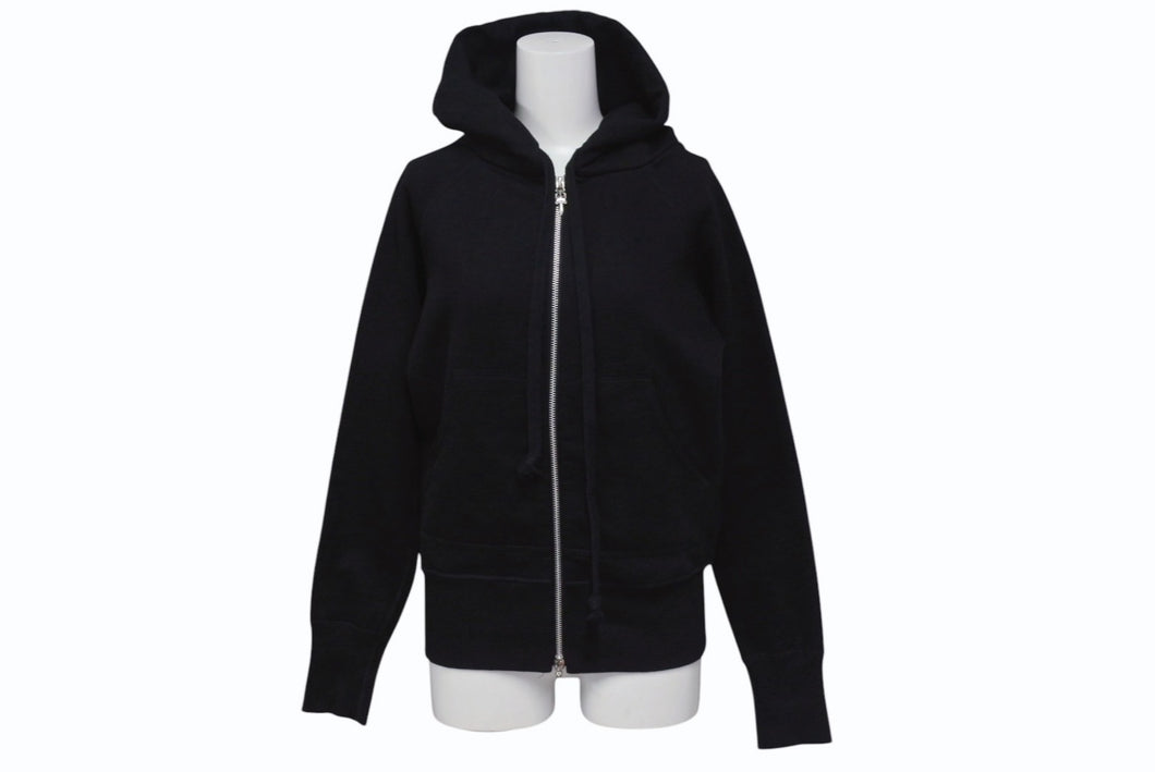 極美品 CHROME HEARTS クロムハーツ クロスパッチ ダブルジップ パーカー ブラック 新型 フーディ― シルバー金具 サイズM 中古 4b000783