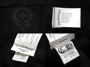 極美品 CHROME HEARTS クロムハーツ クロスパッチ ダブルジップ パーカー ブラック 新型 フーディ― シルバー金具 サイズM 中古 4b000783