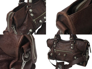 BALENCIAGA バレンシアガ ザ ジャイアント パートタイム ショルダーバッグ ハンドバッグ 2WAY 173082 ブラウン レザー 良品 中古 4b000807