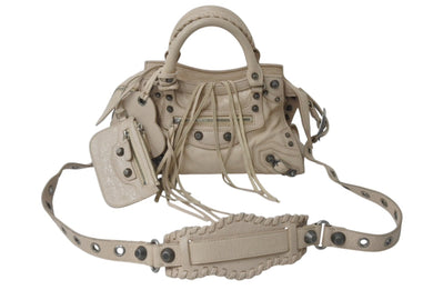 極美品 BALENCIAGA バレンシアガ ショルダーバッグ NEO CAGOLE XS ネオカゴール XS 700940 ベージュ シルバー金具 中古 4b000819