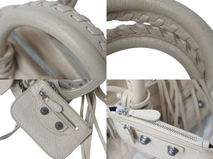 極美品 BALENCIAGA バレンシアガ ショルダーバッグ NEO CAGOLE XS ネオカゴール XS 700940 ベージュ シルバー金具 中古 4b000819
