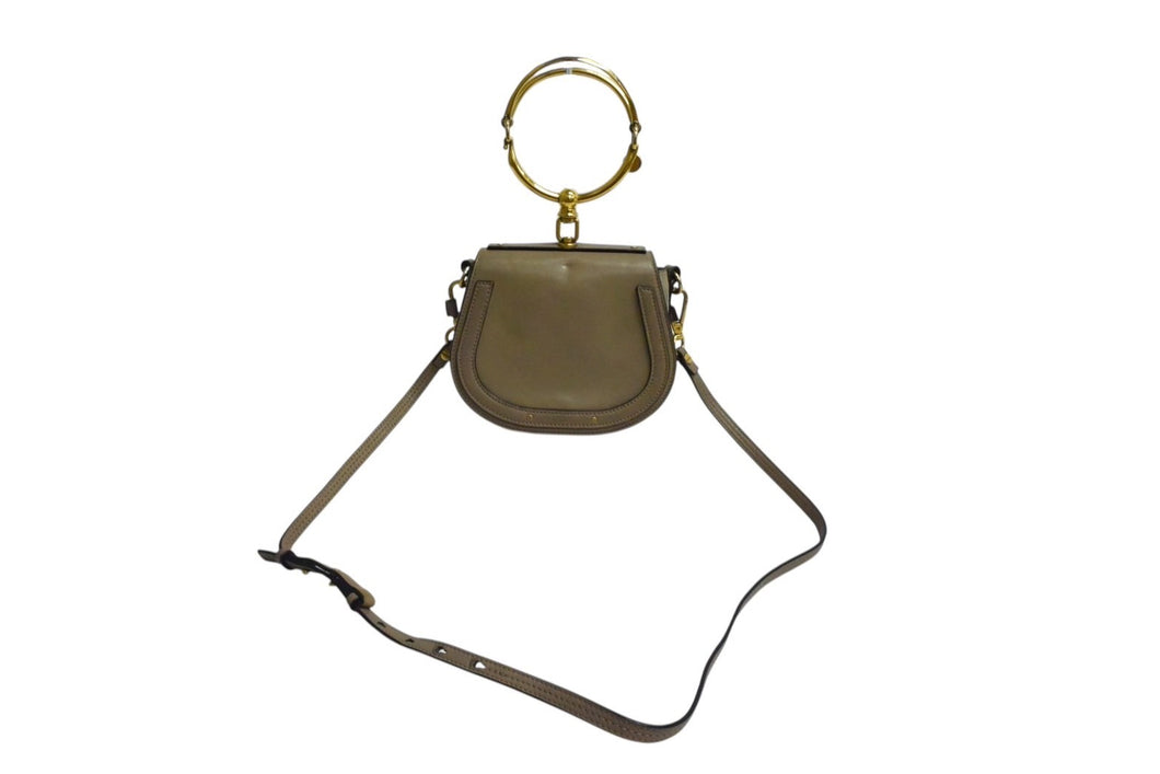 Chloe クロエ ナイル スモール 2WAY ブレスレットバッグ ショルダーバッグ 3S1301 レザー モッティーグレー ゴールド金具 美品 中古 4b000824