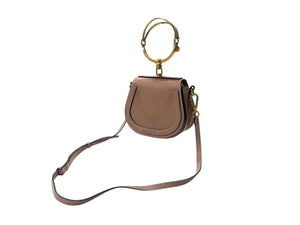 Chloe クロエ ナイル スモール 2WAY ハンドバッグ ベージュ系 カーフ 3S1301 ゴールド金具 ブレスレットバッグ ショルダー 美品 中古 4b000825
