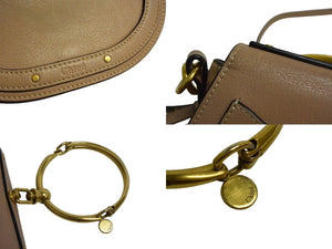 Chloe クロエ ナイル スモール 2WAY ハンドバッグ ベージュ系 カーフ 3S1301 ゴールド金具 ブレスレットバッグ ショルダー 美品 中古 4b000825