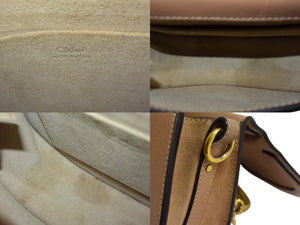Chloe クロエ ナイル スモール 2WAY ハンドバッグ ベージュ系 カーフ 3S1301 ゴールド金具 ブレスレットバッグ ショルダー 美品 中古 4b000825
