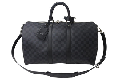 新品同様 LOUISVUITTON ルイヴィトン キーポルバンドリエール45 ボストンバッグ N41418 ダミエグラフィット ブラック 中古 4b000833