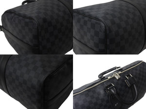 新品同様 LOUISVUITTON ルイヴィトン キーポルバンドリエール45 ボストンバッグ N41418 ダミエグラフィット ブラック 中古 4b000833