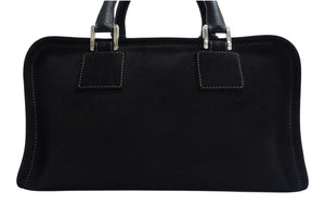 LOEWE ロエベ ビジュー アマソナ30 ハンドバッグ アナグラムロゴ スウェード レザー ブラック 黒 シルバー金具 美品 中古 4b000837