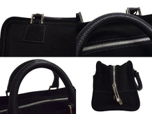 Load image into Gallery viewer, LOEWE ロエベ ビジュー アマソナ30 ハンドバッグ アナグラムロゴ スウェード レザー ブラック 黒 シルバー金具 美品 中古 4b000837
