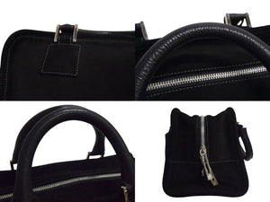 LOEWE ロエベ ビジュー アマソナ30 ハンドバッグ アナグラムロゴ スウェード レザー ブラック 黒 シルバー金具 美品 中古 4b000837