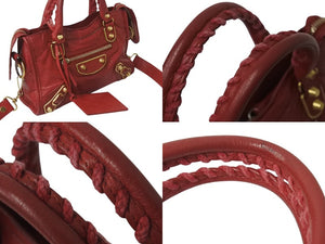 BALENCIAGA バレンシアガ ミニ シティ ハンドバッグ ショルダーバッグ 2WAY 390160 レザー レッド 美品 中古 4b000839