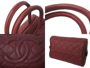 極美品 CHANEL シャネル ハンドバッグ 10番台 ココマーク ラムスキン キルティング レッド シルバー金具 中古 4b000842