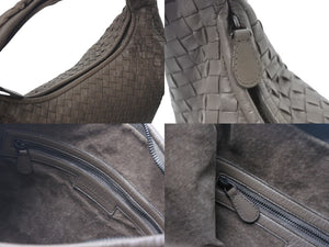 BOTTEGAVENETA ボッテガヴェネタ イントレチャート ホーボー ハンドバッグ B002633530 レザー ベージュ 中古 4b000848