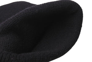 極美品 CHROME HEARTS クロムハーツ ニットキャップ ビーニー CHクロス その他ニット ブラック ウール ONE SIZE 刺繍 中古 4b000860 
