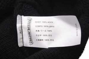 極美品 CHROME HEARTS クロムハーツ ニットキャップ ビーニー CHクロス その他ニット ブラック ウール ONE SIZE 刺繍 中古 4b000860 