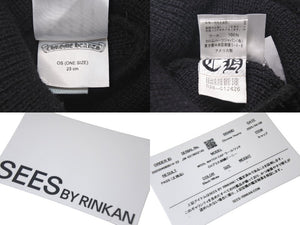 極美品 CHROME HEARTS クロムハーツ ニットキャップ ビーニー CHクロス その他ニット ブラック ウール ONE SIZE 刺繍 中古 4b000860 