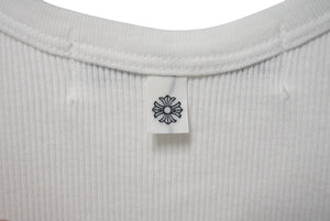 新品未使用 CHROME HEARTS クロムハーツ グンゼ タンクトップ ノースリーブ リブ 無地 コットン ホワイト サイズL 中古 4b000864