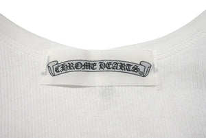 新品未使用 CHROME HEARTS クロムハーツ グンゼ タンクトップ ノースリーブ リブ 無地 コットン ホワイト サイズL 中古 4b000864
